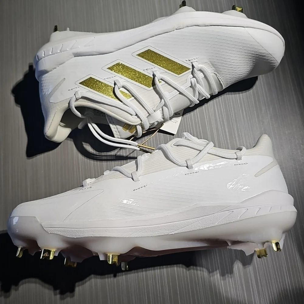Adidas Adizero Afterburner 8‎ Mens Size 8 White Gold Running Baseball Cleats NWT